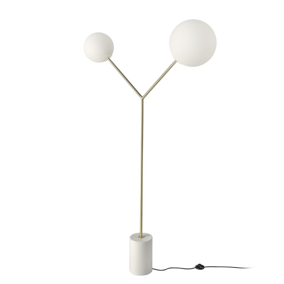 Angel Cerda - Staande Lamp In Calacatta Marmer, Verguld Staal En Wit Glas - vloerlampen - afmetingen