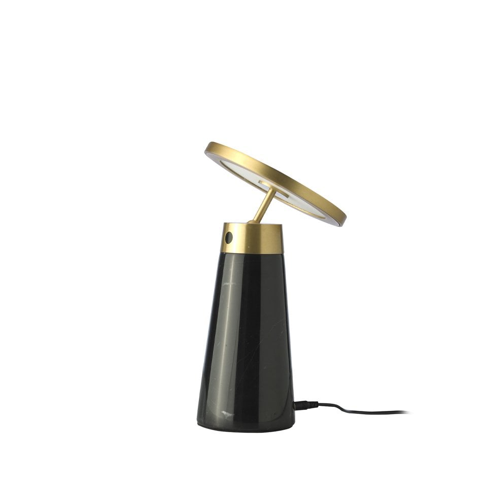Angel Cerda - Tafellamp In Nero Marquina Marmer En Goudgepolijst Staal - tafellampen - zijaanzicht