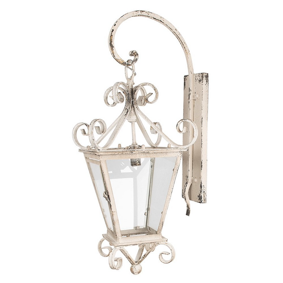 Clayre & Eef. - Wall lamp beige, iron and glass 31x39x79 cm E14/Max 1x25W 