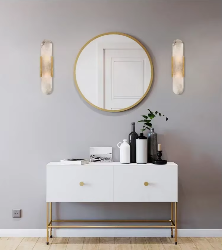 Luxe Marmeren Wandlamp – Modern Design met Stijlvolle Verlichting - wandlamp - in de kamer