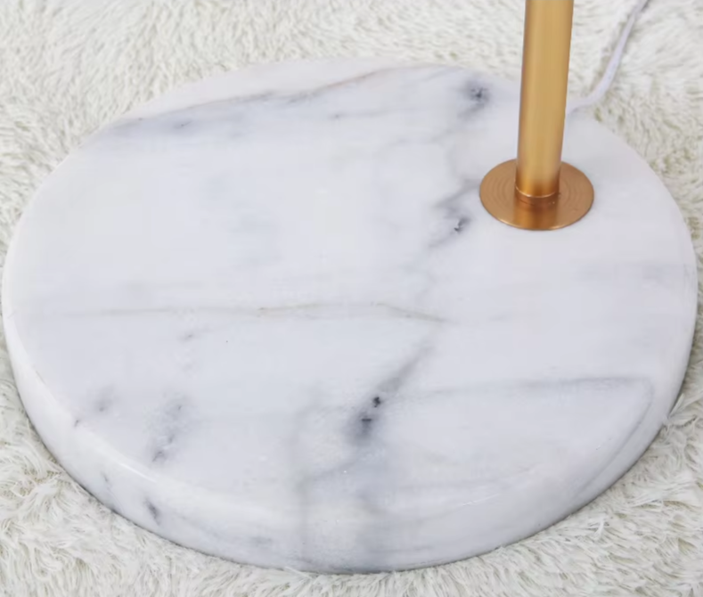 Nordic Gold Luxe Vloerlamp – Minimalistisch Design met Marmeren Basis - vloerlamp - zijaanzicht