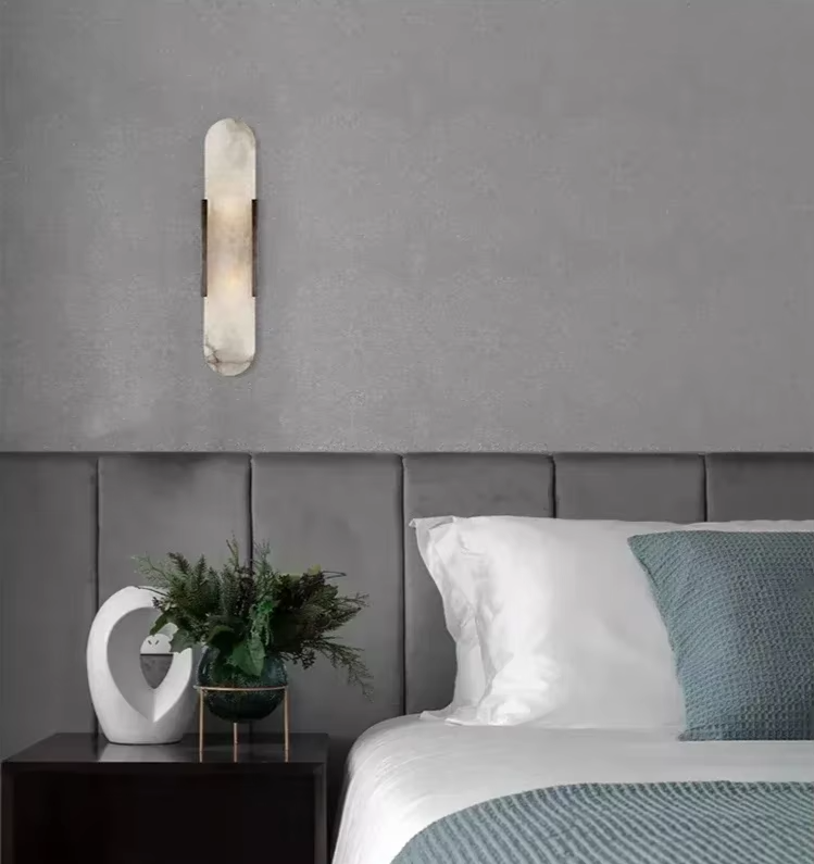 Luxe Marmeren Wandlamp – Modern Design met Stijlvolle Verlichting - wandlamp - gemonteerd