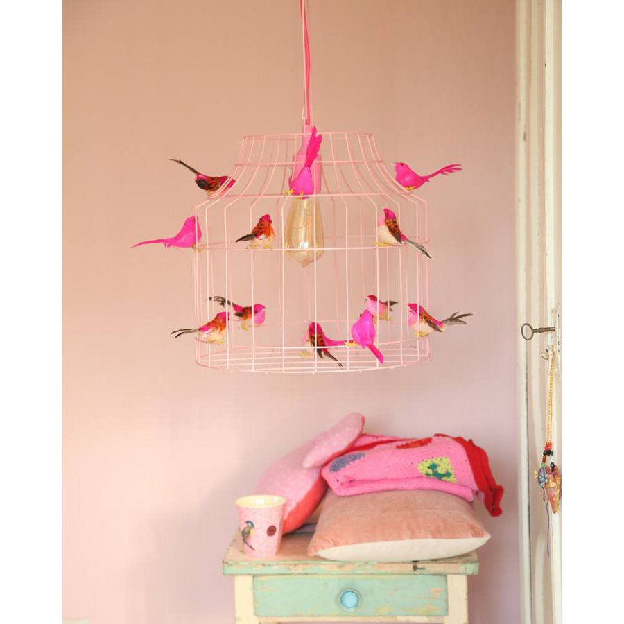 Dutch Dilight - Vogelkooi Hanglamp Roze - hanglampen - detail