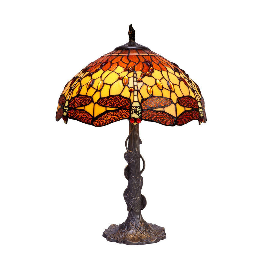 Alexandra Lighting - Large Tiffany Table Lamp Rubber Base Diameter 40 Cm Belle Amber Series 