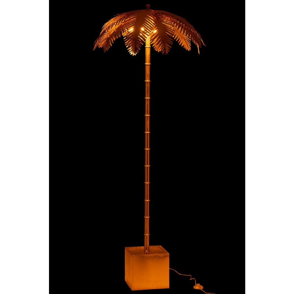 J -Line Lamp Staand Kokosbladeren - Metaal - Goud - vloerlamp - detail