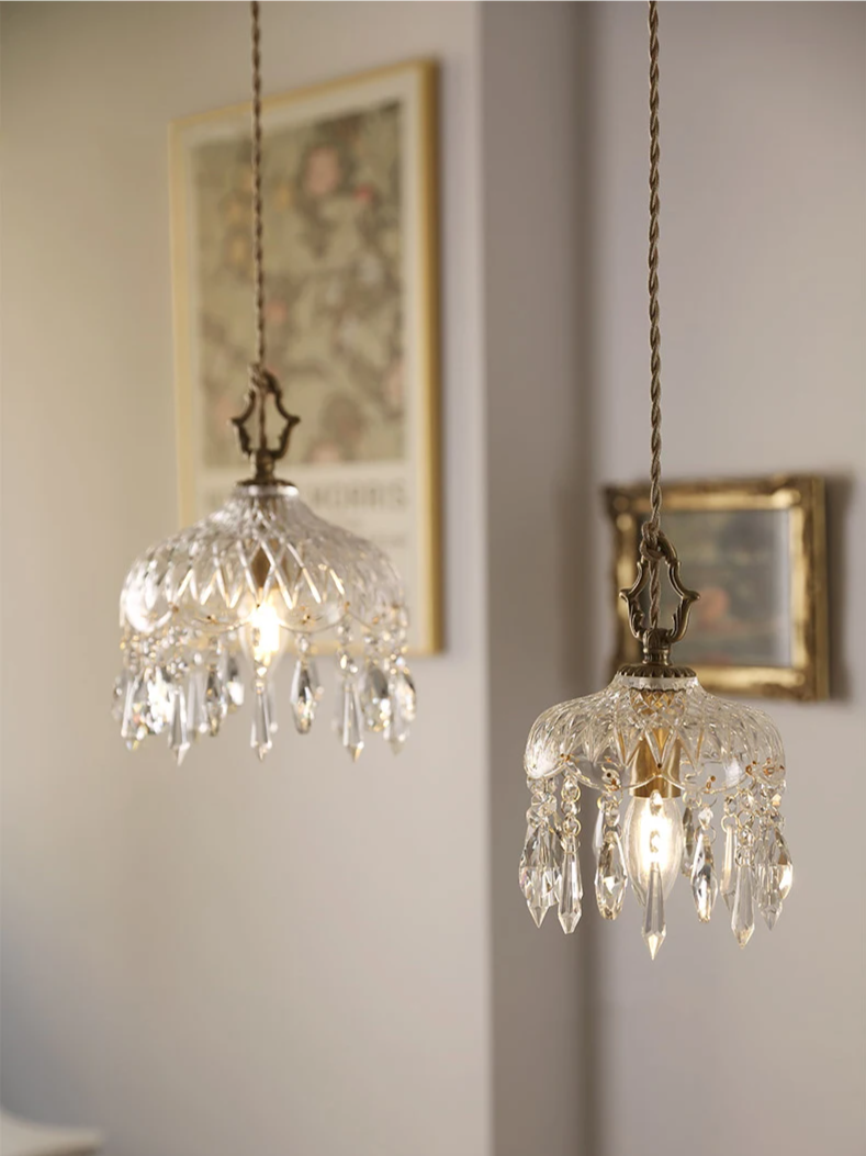 Franse Retro Glazen Hanglamp - hanglampen - sfeerbeeld