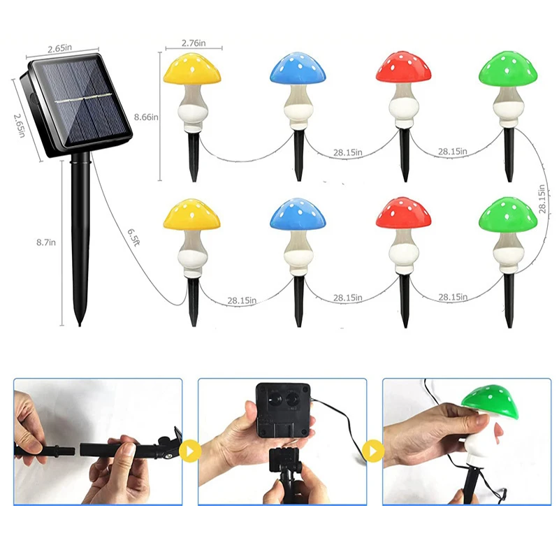 LUMIGLOW Solar Paddenstoel Sfeerverlichting - buitenverlichting - zijaanzicht