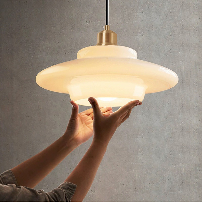 Witte Glazen Hanglamp - hanglampen - close-up