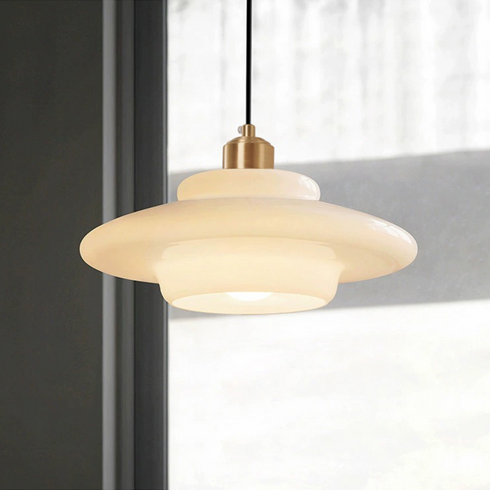 Witte Glazen Hanglamp - hanglampen - close-up