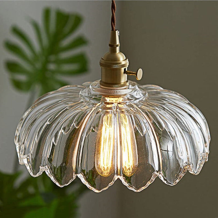 Vintage Glazen Bloem Hanglamp - hanglampen - materiaaldetail