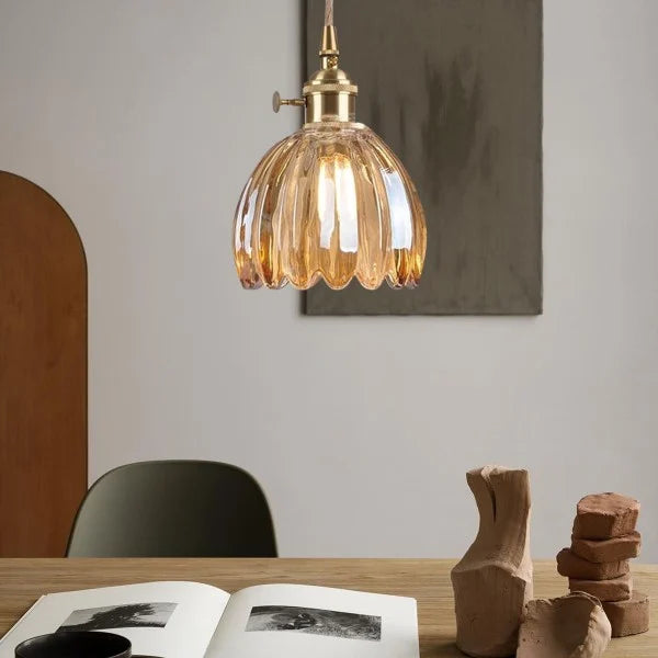 Japanse Retro Glazen Bloem Hanglamp - hanglampen - sfeerbeeld