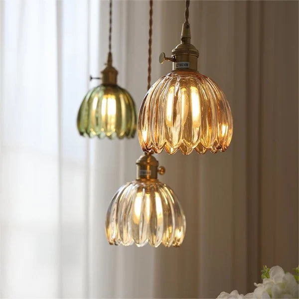 Japanse Retro Glazen Bloem Hanglamp - hanglampen - detail