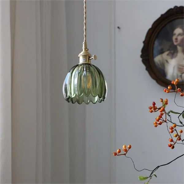 Japanse Retro Glazen Bloem Hanglamp - hanglampen - sfeerbeeld
