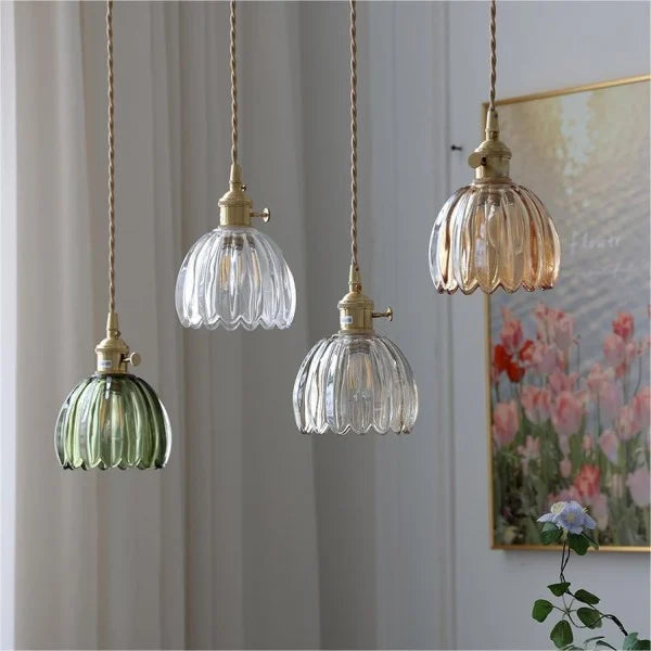 Japanse Retro Glazen Bloem Hanglamp - hanglampen