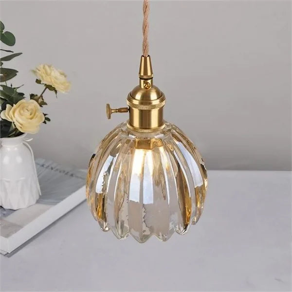 Japanse Retro Glazen Bloem Hanglamp - hanglampen - close-up