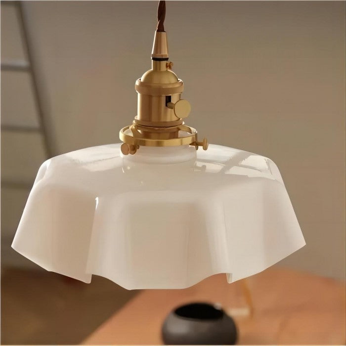 Retro Glazen Bloem Creme Hanglamp - hanglampen - verlicht