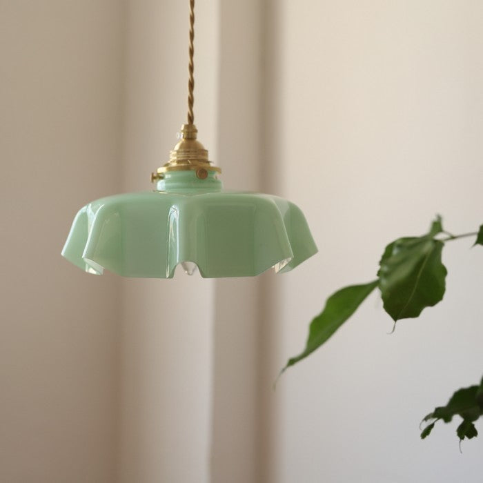Retro Glazen Bloem Creme Hanglamp - hanglampen