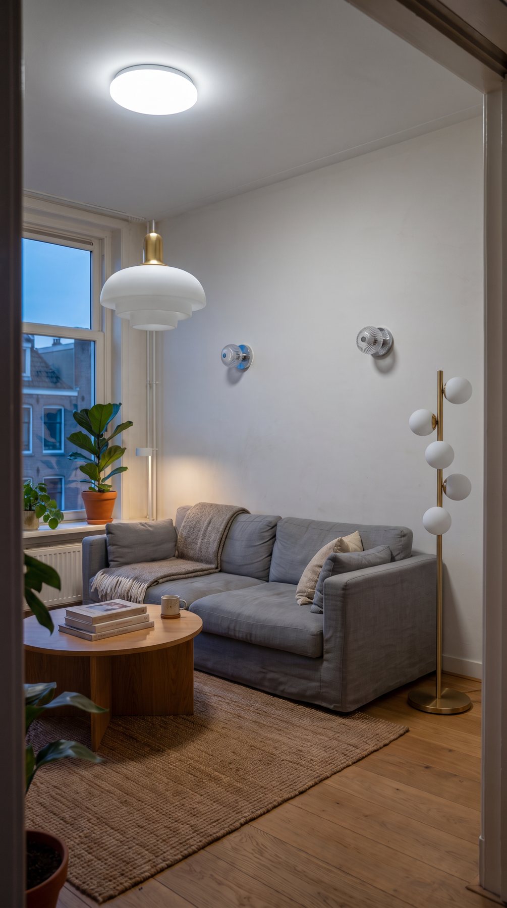 De kamer met de lamp uit