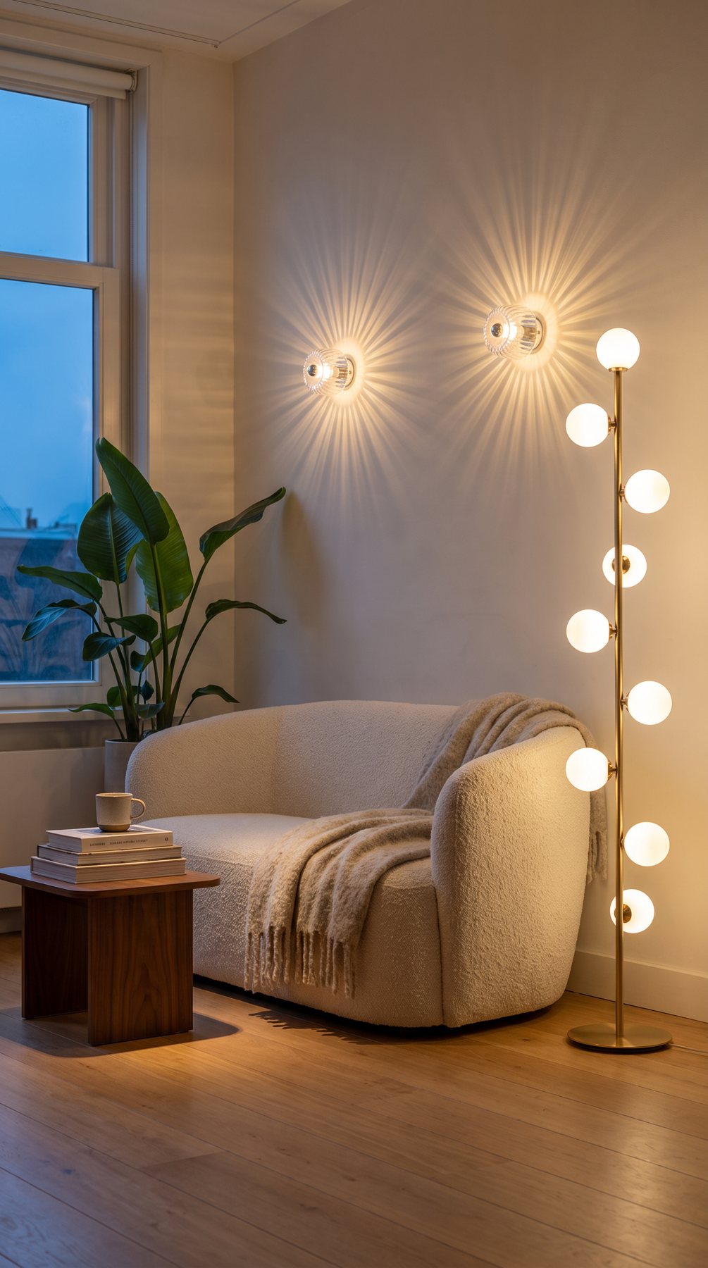 Dezelfde kamer met de lamp aan