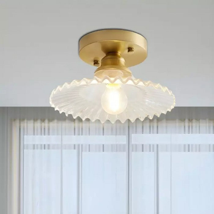 Vintage Clear Glass Ribbed Ceiling Lamp