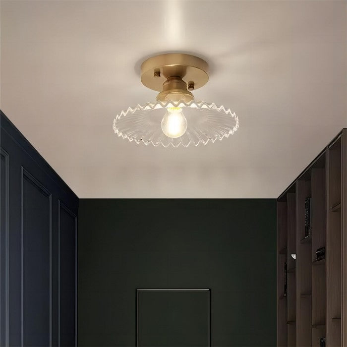 Vintage Helder Glazen Geribbelde Plafondlamp - plafondlamp - afmetingen
